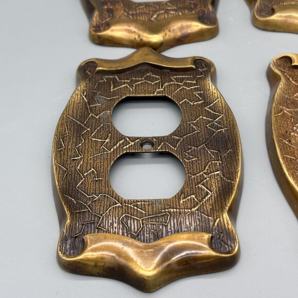 Heritage Antique Brass Outlet Cover Plate, Textured Mid Century Wall Hardware - Picture 9 of 10